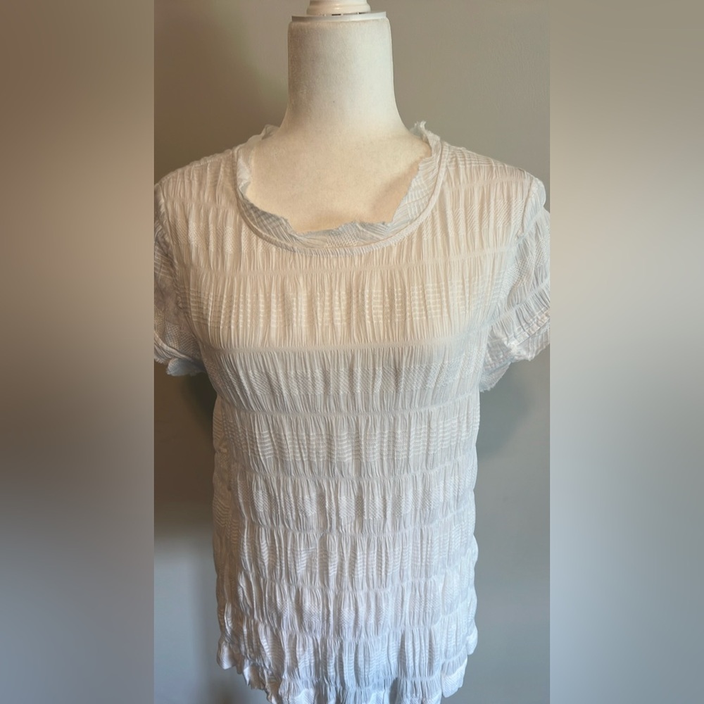 Sundance White Textured Short-Sleeve Blouse - Picture 6 of 13